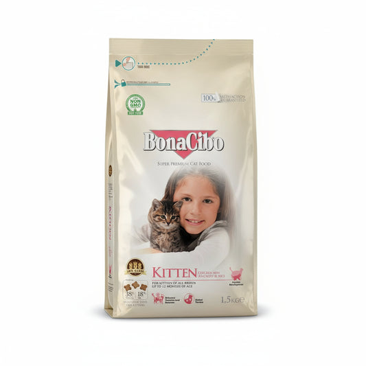 Bonacibo Kitten Food Bag Front Image by Pets Emporium