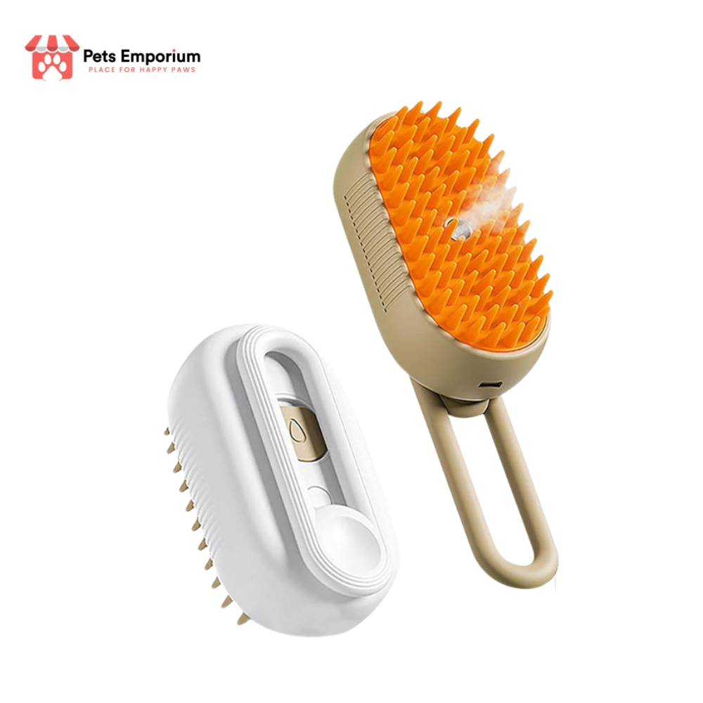 Electric Steam Pet Brush with Handle | Rechargeable
