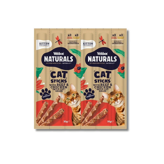 Webbox Naturals Cat Treats Sticks with Cat Grass Beef & Chicken - Pets Emporium