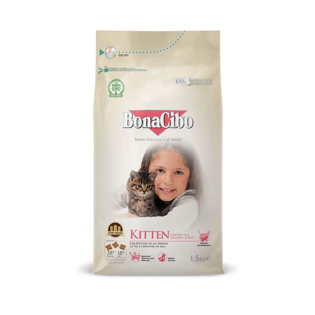 Bonacibo Kitten Food Bag Front Image by Pets Emporium