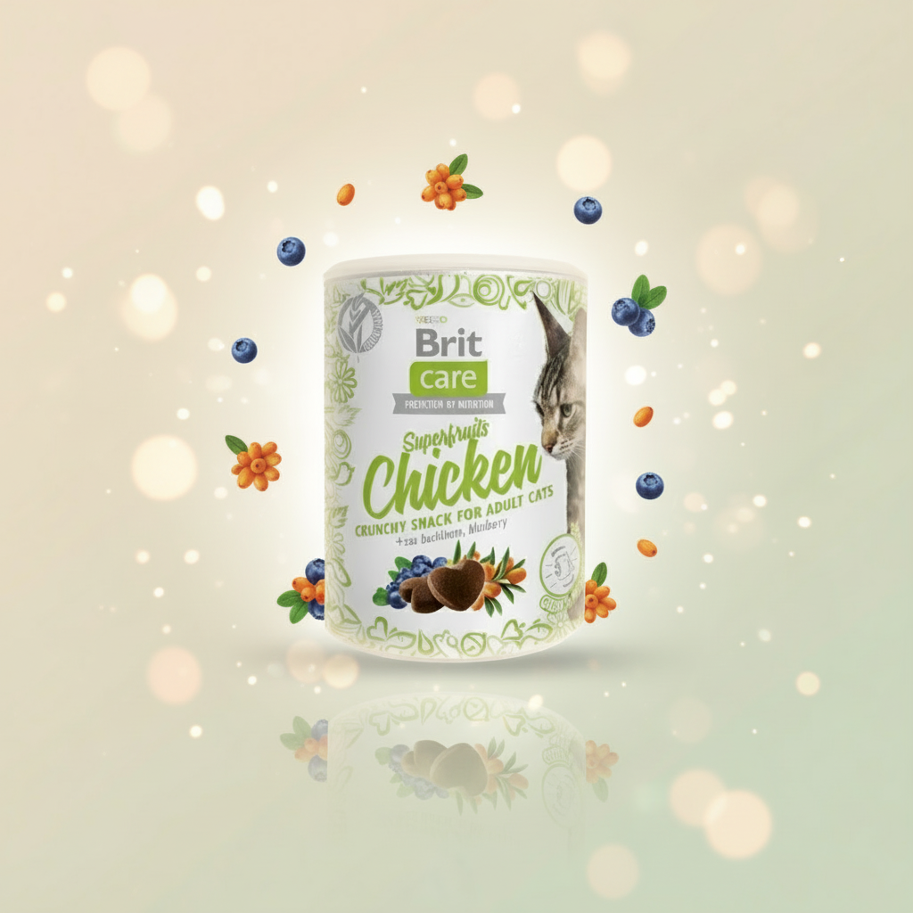 Brit Care Cat Snack Superfruits Chicken Cat Treats  100 GM Main Front Image by Pets Emporium