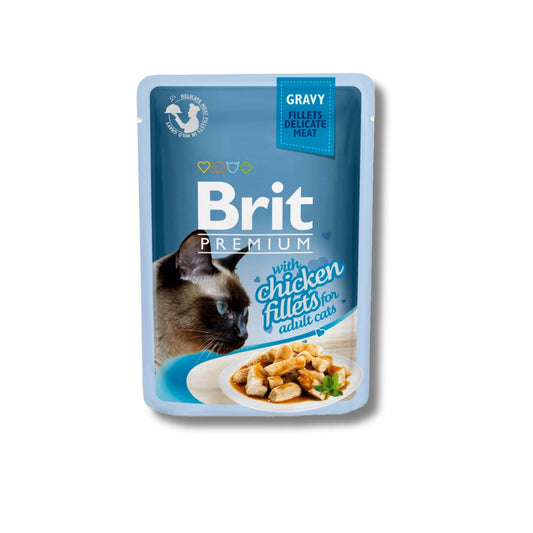 Brit Premium Adult Cats Pouch with Chicken Fillets in Gravy By Pets Emporium