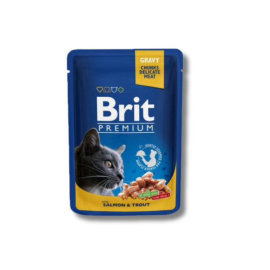 Brit Premium Cat Gravy Pouches with Salmon & Trout by Pets Emporium
