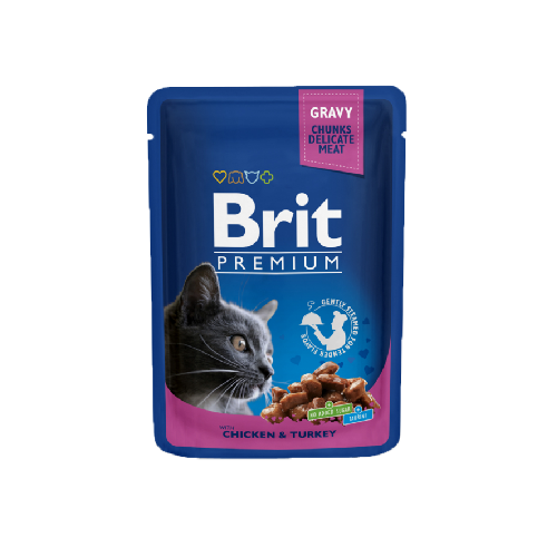 Brit Premium With Chicken & Turkey Wet Food Pouch (Gravy) by Pets Emporium