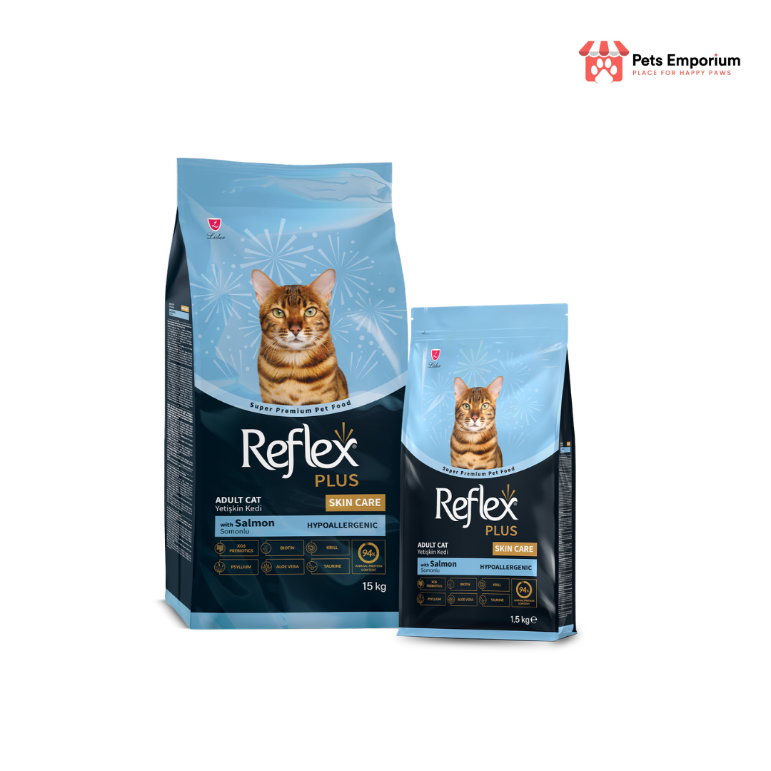 Reflex Plus Skin Care Adult Cat Food with Salmon 2 Packs with White Background by Pets Emporium