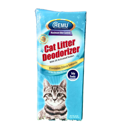 Remu Cat Litter Deodorizer with Activated Soda Baby Powder Scent - Pets Emporium