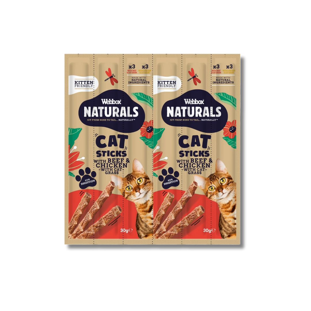 Webbox Naturals Cat Treats Sticks with Cat Grass Beef & Chicken Pets Emporium