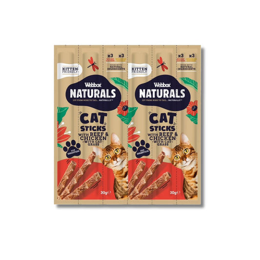 Webbox Naturals Cat Treats Sticks with Cat Grass Beef & Chicken Pets Emporium
