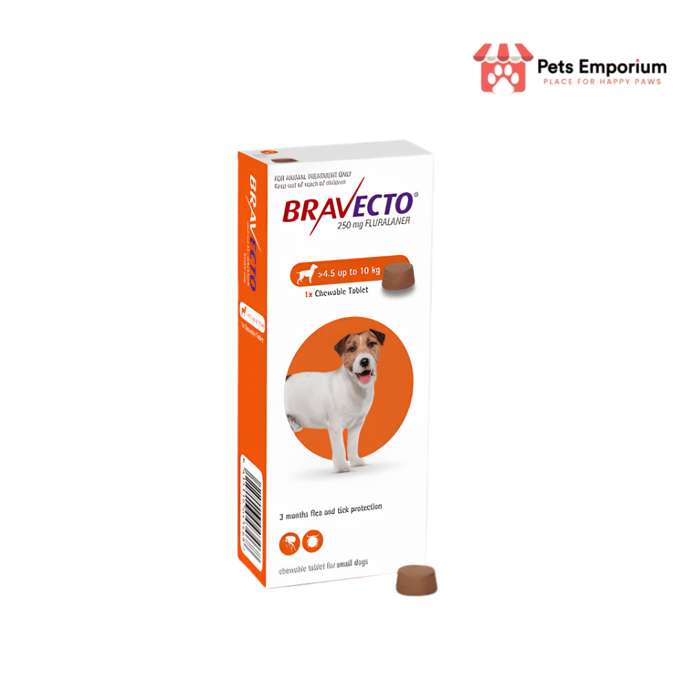 Bravecto Chewable Tablets for Small Dogs 250mg (4.5kg-10kg) - Pets Emporium