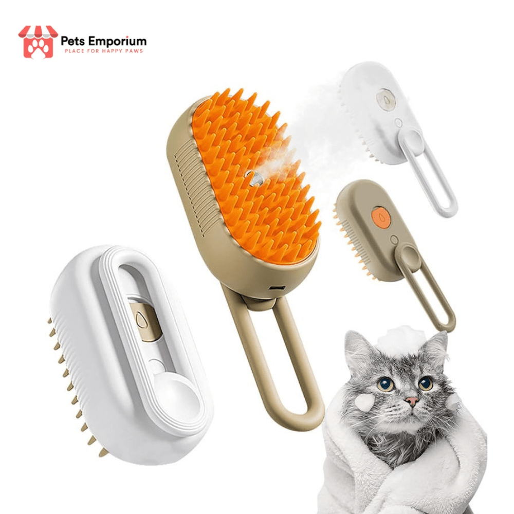 Electric Steam Pet Brush with Handle | Rechargeable - Pets Emporium