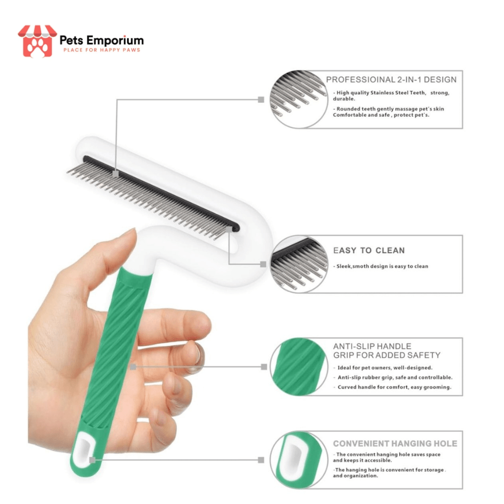 T Shape Fine Toothed Rake Comb for Pets - Pets Emporium
