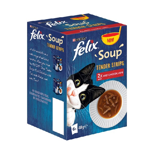 FELIX® Soup Tender Strips Meat Selection Wet Cat Food (6x48g)