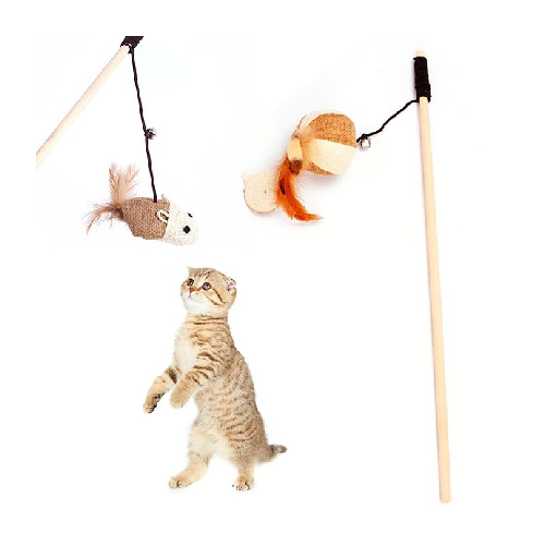 Cats Playing Attractive Mouse Stick by Pets Emporium