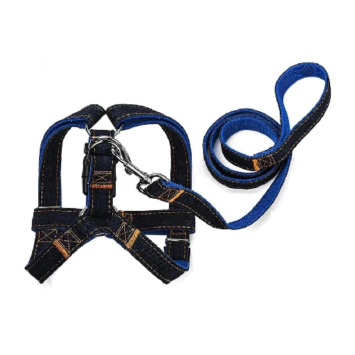 Denim Dog Vest Harness With Leash By Pets Emporium