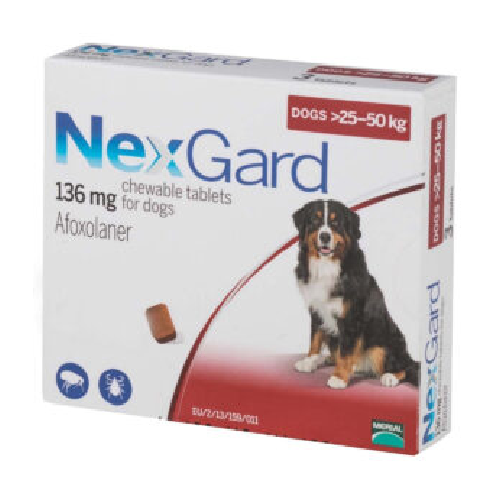 NexGard Chewable Tablets for Dogs 136 MG (25 to 50 KG)