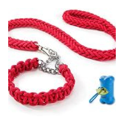 Heavy Duty Thick Round Rope Braided Leash With Collar